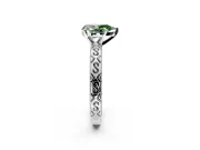 Solitaire Engagement Ring Setting for Fancy Green Pear-Shaped Center with Scrollwork Band and Prong Head in White Gold