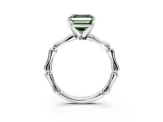 Solitaire Engagement Ring Setting for Fancy Green Asscher Cut Center with Bamboo Band and Prong Head in Platinum