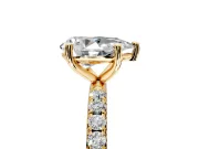 Solitaire Engagement Ring Setting for Pear-Shaped Center with Micro Pave Band and Prong Head in Yellow Gold