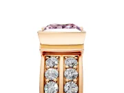 Bezel Engagement Ring Setting for Fancy Pink Princess Cut Center with Wide Channel-Set Band and Bezel Head in Rose Gold