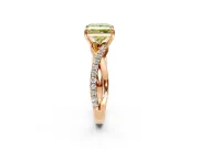 Crossover Engagement Ring Setting for Fancy Yellow Princess Cut Center with Pave and Plain Strands and Prong Head in Rose Gold