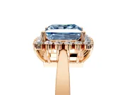 Starburst Halo Engagement Ring Setting for Fancy Blue Princess Cut Center with Flat Cathedral Band and Prong Head in Rose Gold