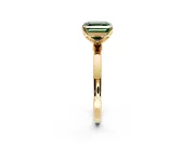 Solitaire Engagement Ring Setting for Fancy Green Asscher Cut Center with Thin Rounded Plain Band and Prong Head in Yellow Gold