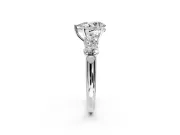 5 Stone Engagement Ring Setting for Pear-Shaped Center with Graduated Accents and Prong Head in Sterling Silver