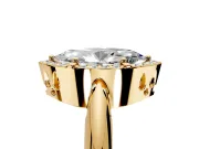 Halo Engagement Ring Setting for Marquise Center with Tapered Plain Band and Prong Head in Yellow Gold