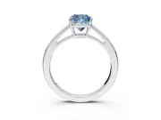 Solitaire Engagement Ring Setting for Fancy Blue Cushion Cut Center with Open Cathedral Shoulders and Prong Head in Platinum