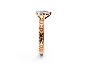 Solitaire Engagement Ring Setting for Pear-Shaped Center with XO Engraved Band and Prong Head in Rose Gold