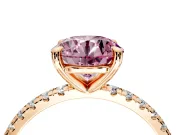 Solitaire Engagement Ring Setting for Fancy Pink Round Cut Center with Fine Pave Narrow Band and Prong Head in Rose Gold