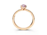 Solitaire Engagement Ring Setting for Fancy Pink Pear-Shaped Center with Large Accents and Prong Head in Rose Gold