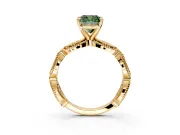 Solitaire Engagement Ring Setting for Fancy Green Cushion Cut Center with Marquise Panel Band and Prong Head in Yellow Gold