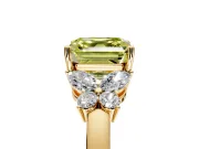Solitaire Engagement Ring Setting for Fancy Yellow Asscher Cut Center with Marquise Flower Shoulders and Prong Head in Yellow Gold