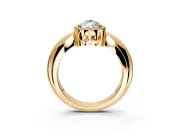 Halo Engagement Ring Setting for Pear-Shaped Center with Tapered Plain Band and Prong Head in Yellow Gold