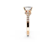 Solitaire Engagement Ring Setting for Radiant Cut Center with Crossover Accents and Prong Head in Rose Gold