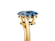 Solitaire Engagement Ring Setting for Fancy Blue Oval Center with Plain Bypass Twist Band and Prong Head in Yellow Gold