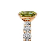 Shared-Prong Engagement Ring Setting for Fancy Yellow Emerald Cut Center with Graduated Accents and Prong Head in Rose Gold