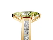 Solitaire Engagement Ring Setting for Fancy Yellow Marquise Center with Princess Cut Channel Band and Prong Head in Yellow Gold
