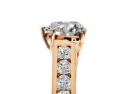 Solitaire Engagement Ring Setting for Heart-Shaped Center with Cathedral Channel Band and Prong Head in Rose Gold