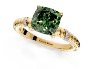 Rope Engagement Ring Setting for Fancy Green Cushion Cut Center with Accent Shoulders and Prong Head in Yellow Gold