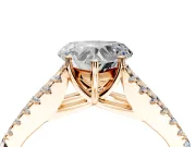 Solitaire Engagement Ring Setting for Heart-Shaped Center with Pave Split Shank and Prong Head in Rose Gold