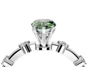 Solitaire Engagement Ring Setting for Fancy Green Pear-Shaped Center with Bezel Station Band and Prong Head in Platinum