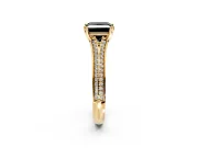 Solitaire Engagement Ring Setting for Fancy Black Princess Cut Center with Pave Rail Split Shank and Prong Head in Yellow Gold