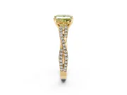 Solitaire Engagement Ring Setting for Fancy Yellow Princess Cut Center with Twisted Pave Split Shank and Prong Head in Yellow Gold