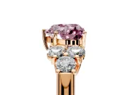 Cluster Engagement Ring Setting for Fancy Pink Heart-Shaped Center with Round Cut Accent Frame and Prong Head in Rose Gold
