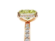 Hidden Halo Engagement Ring Setting for Fancy Yellow Radiant Cut Center with Pave Band and Prong Head in Rose Gold