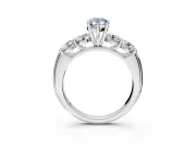 5 Stone Engagement Ring Setting for Fancy Blue Pear-Shaped Center with Graduated Accents and Prong Head in White Gold
