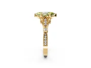 Solitaire Engagement Ring Setting for Fancy Yellow Marquise Center with Marquise and Bezel Accents and Prong Head in Yellow Gold