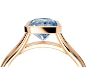 Solitaire Engagement Ring Setting for Fancy Blue Radiant Cut Center with V Split Shank and Bezel Head in Rose Gold