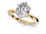 Solitaire Engagement Ring Setting for Oval Center with Plain Band and Tulip Prong Head in Yellow Gold