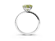 Solitaire Engagement Ring Setting for Fancy Yellow Heart-Shaped Center with Fine Pave Narrow Band and Prong Head in Sterling Silver