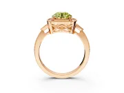 Halo Engagement Ring Setting for Fancy Yellow Round Cut Center with Milgrain Rim, Pave Band and Prong Head in Rose Gold