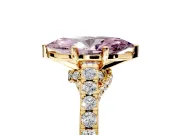 Solitaire Engagement Ring Setting for Fancy Pink Marquise Center with Crossover Accents and Prong Head in Yellow Gold