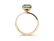 Solitaire Engagement Ring Setting for Fancy Green Asscher Cut Center with Pave Accents and Prong Head in Rose Gold