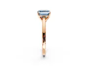 Solitaire Engagement Ring Setting for Fancy Blue Asscher Cut Center with Flat-Sided Plain Band and Prong Head in Rose Gold