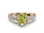 Solitaire Engagement Ring Setting for Fancy Yellow Pear-Shaped Center with Graduated Shared Prongs and Prong Head in Rose Gold