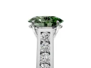Solitaire Engagement Ring Setting for Fancy Green Oval Center with Cathedral Channel Band and Prong Head in Platinum