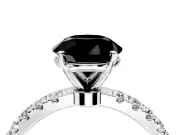 Open Basket Engagement Ring Setting for Fancy Black Round Cut Center with Pave Band and Prong Head in Platinum