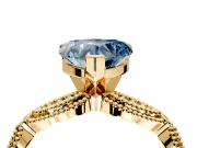 Solitaire Engagement Ring Setting for Fancy Blue Heart-Shaped Center with Marquise Panel Band and Prong Head in Yellow Gold