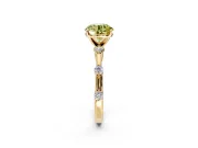 Solitaire Engagement Ring Setting for Fancy Yellow Round Cut Center with Bezel Station Band and Prong Head in Yellow Gold
