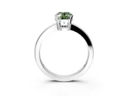 Solitaire Engagement Ring Setting for Fancy Green Oval Center with Plain Band and Flat Tab Prong Head in White Gold