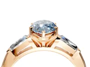3 Stone Engagement Ring Setting for Fancy Blue Marquise Center with Tapered Baguettes, Plain Band and Prong Head in Rose Gold