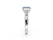 5 Stone Engagement Ring Setting for Fancy Blue Radiant Cut Center with Plain Band and Prong Head in White Gold