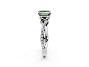 Solitaire Engagement Ring Setting for Fancy Green Asscher Cut Center with Half-Pave Crossover Band and Prong Head in Sterling Silver