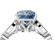 Solitaire Engagement Ring Setting for Fancy Blue Princess Cut Center with Marquise and Bezel Accents and Prong Head in Platinum