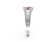 Split Shank Engagement Ring Setting for Fancy Pink Pear-Shaped Center with Pave Split Shank and Prong Head in Platinum