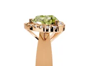 Halo Engagement Ring Setting for Fancy Yellow Heart-Shaped Center with Square Band and Prong Head in Rose Gold