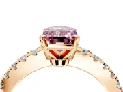 Solitaire Engagement Ring Setting for Fancy Pink Emerald Cut Center with Single Row Accent Band and Prong Head in Rose Gold